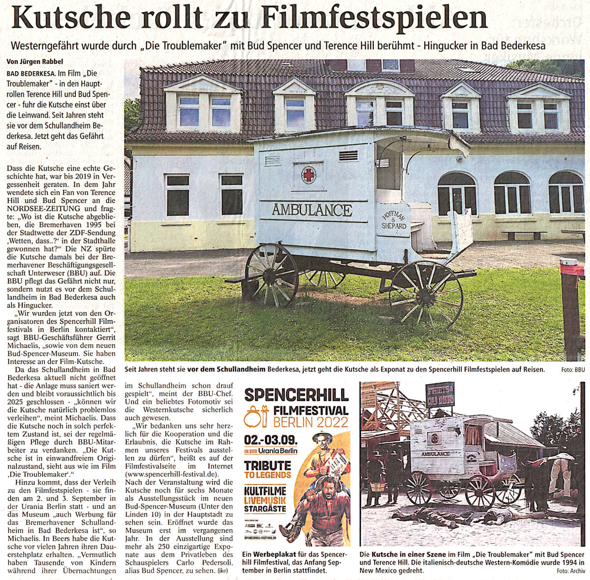 Article from the Nordsee-Zeitung of 8. August 2022