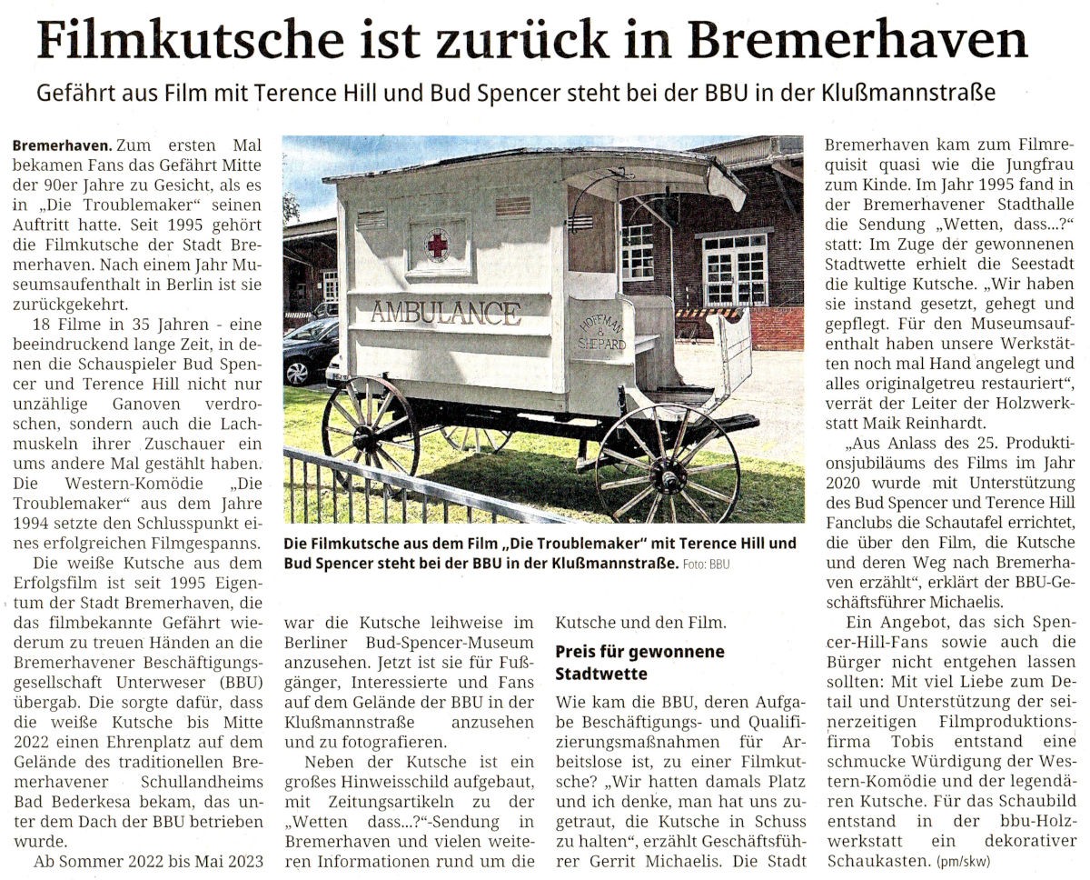 Article from the Nordsee-Zeitung of 4. June 2023