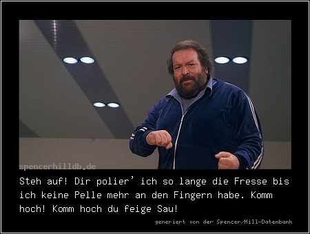 Steh auf! Dir polier' ich so lange die Fresse bis ich keine Pelle mehr an den Fingern habe. Komm hoch! Komm hoch du feige Sau!