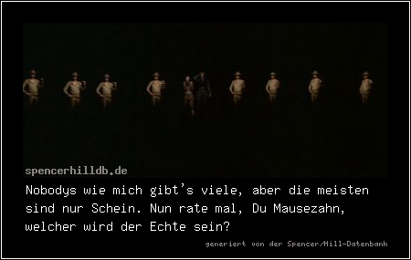 Nobodys wie mich gibt's viele, aber die meisten sind nur Schein. Nun rate mal, Du Mausezahn, welcher wird der Echte sein?