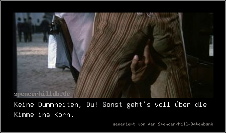Keine Dummheiten, Du! Sonst geht's voll über die Kimme ins Korn.